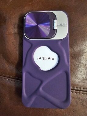 Purple iPhone 15 Pro Case with Camera Cover & Kickstand